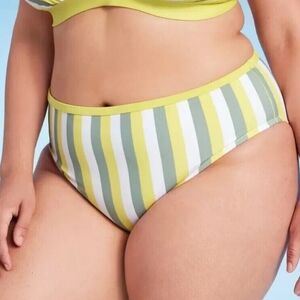 Kona Sol Yellow, White and Green Striped Medium Coverage Hipster Size 2X #